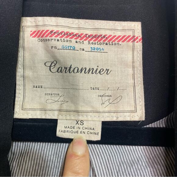 Anthropologie Cartonnier Open Shawl Collar Black Blazer XS - Picture 3 of 13